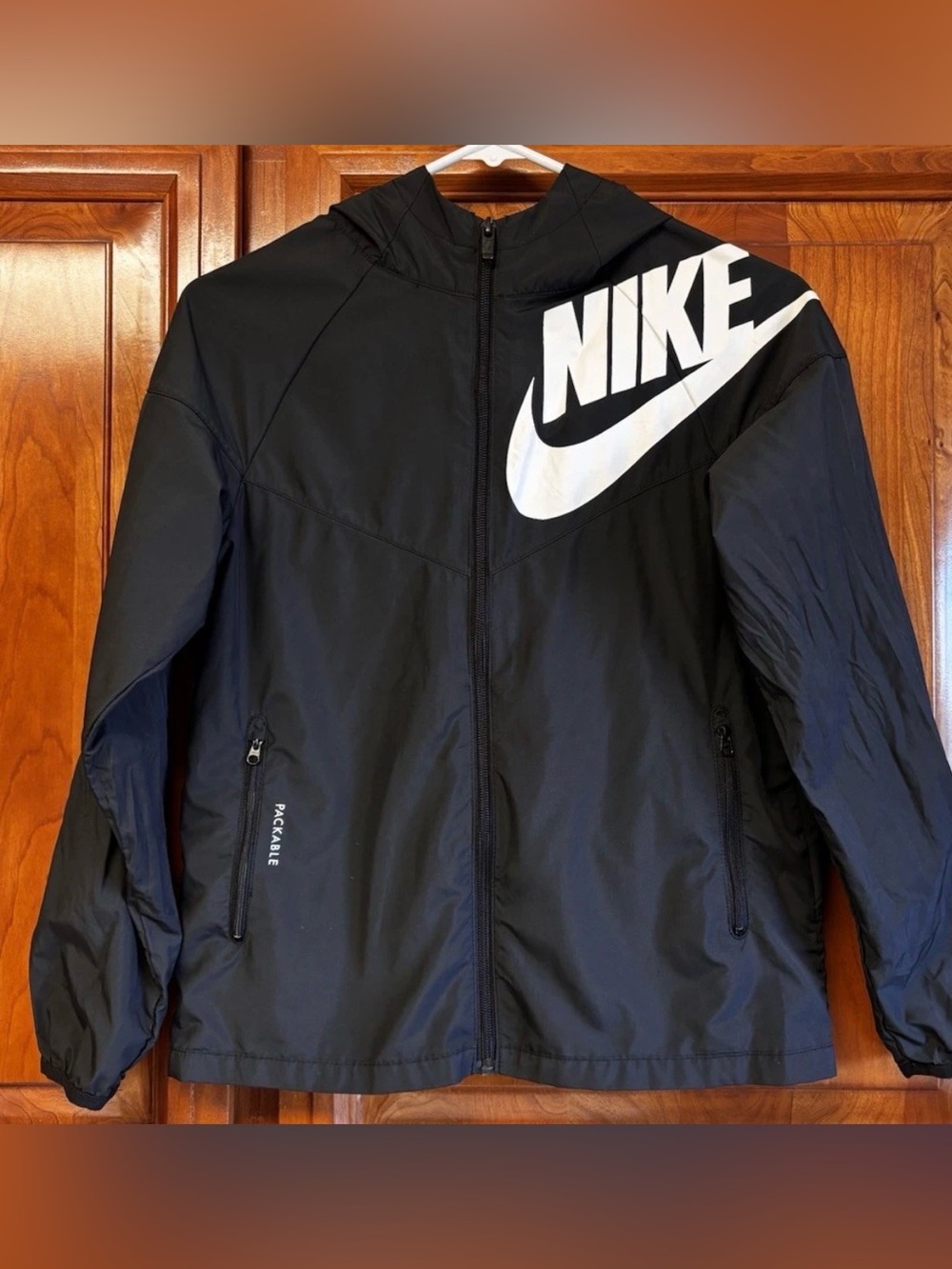 Nike Black Windbreaker Jacket with White Logo